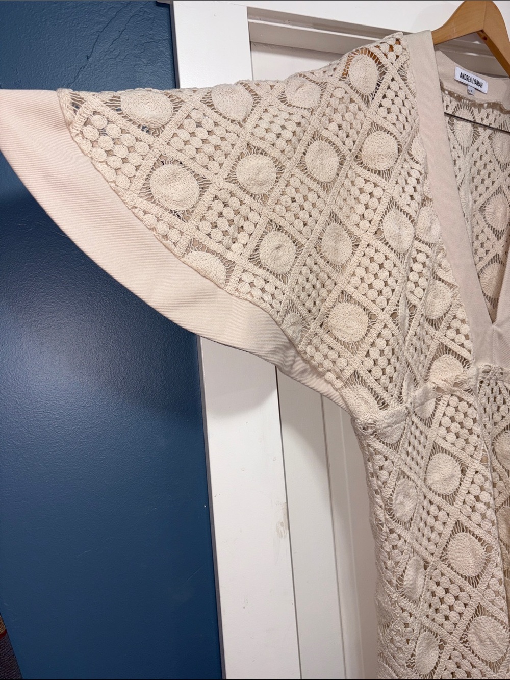 Andrea Iyamah Knit Crochet Dress in Cream - Picture 3 of 8